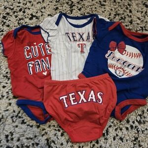 Texas Rangers Kids Bodysuit Set - Red, Blue, White